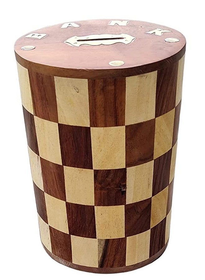 VDIX Handcraft Wooden Casual Money Bank, Gullak For Kids, Birthday Gift For Kids And Adults, Handmade Wooden Coin Holder. Brown - Image 1